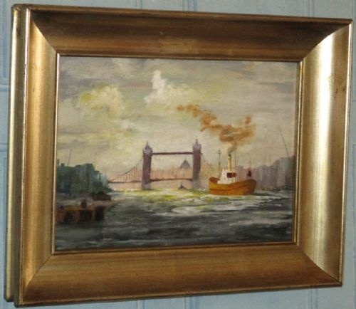 TOWER BRIDGE AND THE THAMES OIL PAINTING - ADDITIONAL PHOTO 1