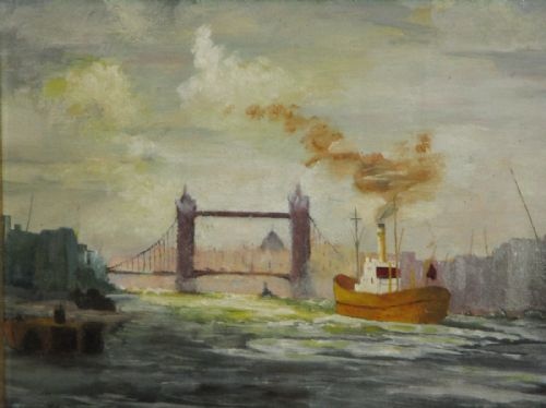 TOWER BRIDGE AND THE THAMES OIL PAINTING - ADDITIONAL PHOTO 2