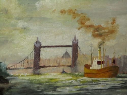 TOWER BRIDGE AND THE THAMES OIL PAINTING - ADDITIONAL PHOTO 3