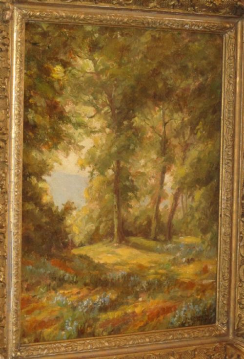 WOODLAND SCENE OIL PAINTING BY HBARNETT - ADDITIONAL PHOTO 1
