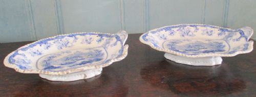 PAIR OF BLUE AND WHITE TRANSFERWARE SIDE DISHES - ADDITIONAL PHOTO 4
