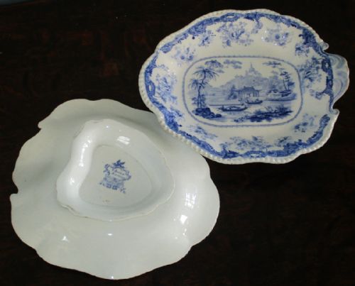 PAIR OF BLUE AND WHITE TRANSFERWARE SIDE DISHES - ADDITIONAL PHOTO 6