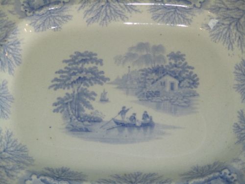 RARE NEWACASTLE BLUE AND WHITE TRANSFERWARE PLATTER - ADDITIONAL PHOTO 1