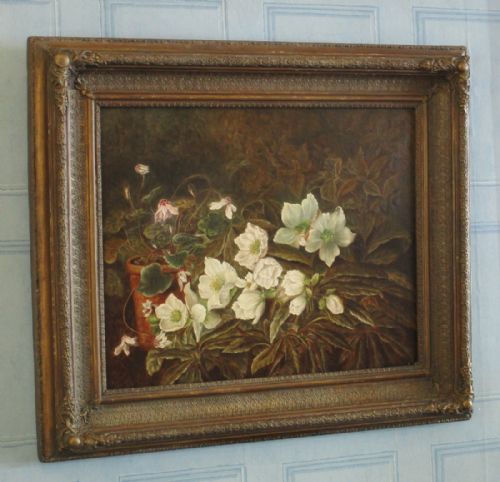 late victorian still life oil painting - CATEGORY: ANTIQUE ART - DATED 1900