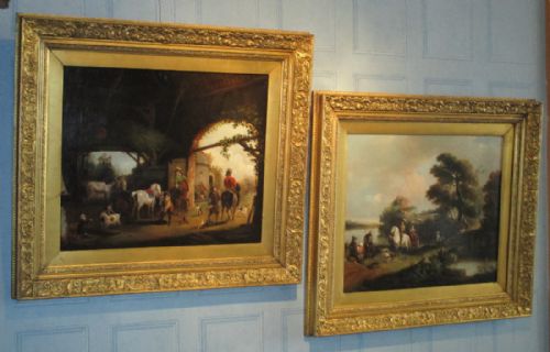 fine large pair of oil paintings after wouwerman - CATEGORY: ANTIQUE ART - DATED REGENCY