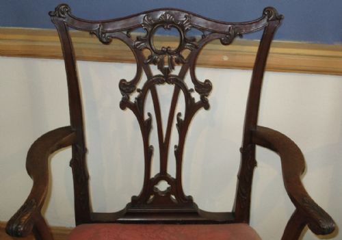 FINE PAIR OF CHIPPENDALE REVIVAL ARMCHAIRS - ADDITIONAL PHOTO 1
