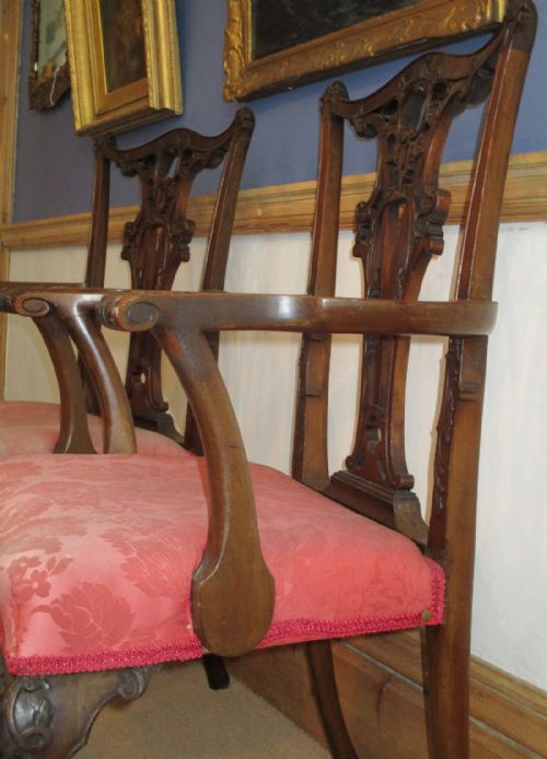 FINE PAIR OF CHIPPENDALE REVIVAL ARMCHAIRS - ADDITIONAL PHOTO 4