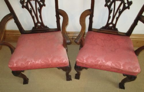 FINE PAIR OF CHIPPENDALE REVIVAL ARMCHAIRS - ADDITIONAL PHOTO 5