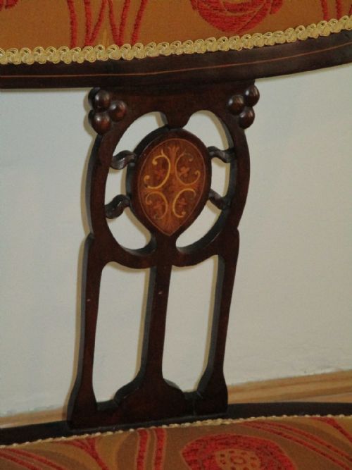 FINE ART NOUVEAU MAHOGANY SETTEE - ADDITIONAL PHOTO 5