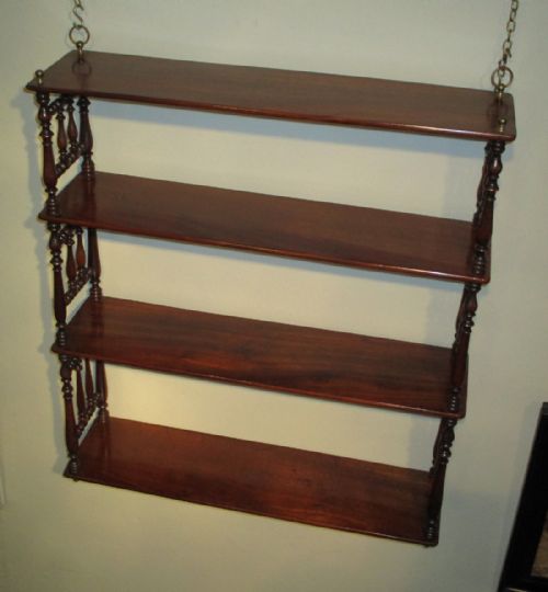 FINE VICTORIAN MAHOGANY HANGING SHELVES - ADDITIONAL PHOTO 1