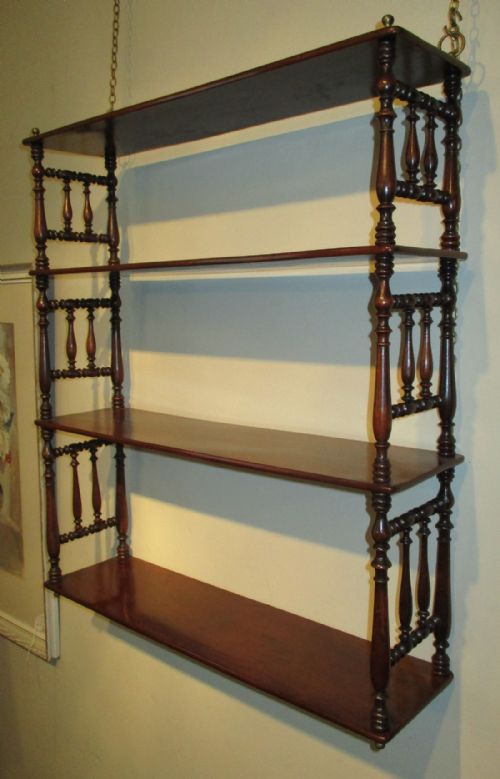 FINE VICTORIAN MAHOGANY HANGING SHELVES - ADDITIONAL PHOTO 2