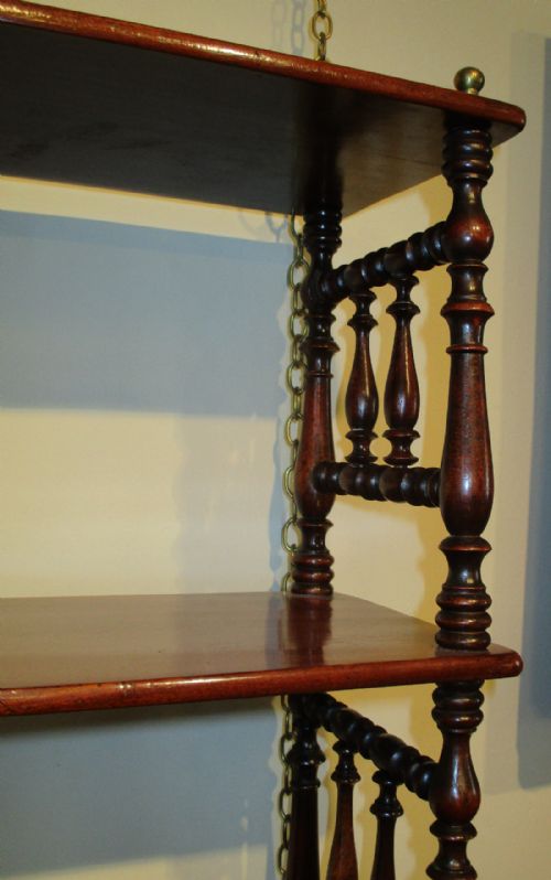 FINE VICTORIAN MAHOGANY HANGING SHELVES - ADDITIONAL PHOTO 5