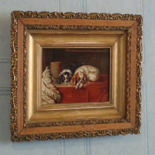 VICTORIAN SPANIEL DOGS OIL PAINTING AFTER LANDSEER - ADDITIONAL PHOTO 1