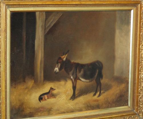 FINE VICTORIAN OIL PAINTING OF A DONKEY - ADDITIONAL PHOTO 5