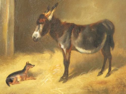 FINE VICTORIAN OIL PAINTING OF A DONKEY - ADDITIONAL PHOTO 6