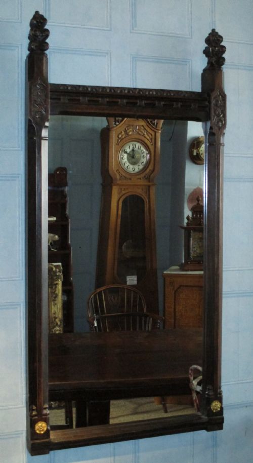 victorian oak gothic revival mirror - CATEGORY: ANTIQUE MIRRORS - DATED 1860