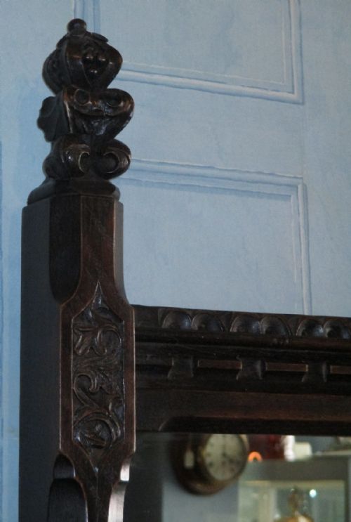 VICTORIAN OAK GOTHIC REVIVAL MIRROR - ADDITIONAL PHOTO 1