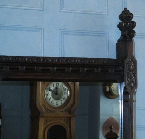 VICTORIAN OAK GOTHIC REVIVAL MIRROR - ADDITIONAL PHOTO 2
