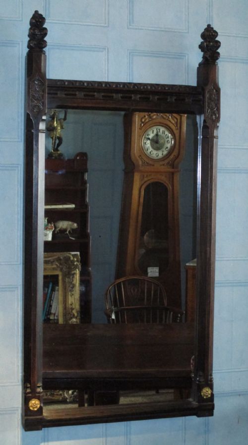 VICTORIAN OAK GOTHIC REVIVAL MIRROR - ADDITIONAL PHOTO 6