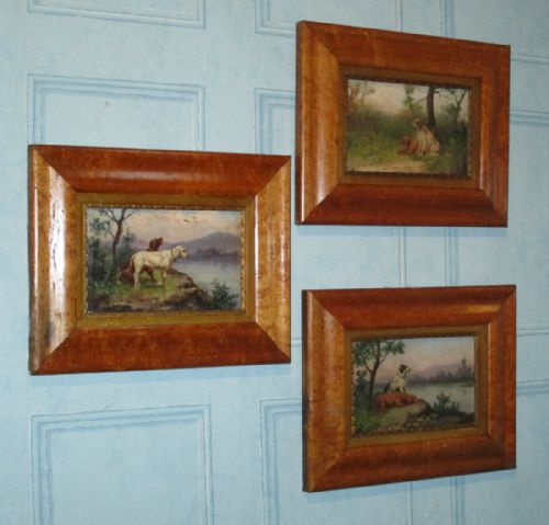 group of three oil paintings of dogs - CATEGORY: ANTIQUE ART - DATED 1900