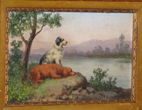 GROUP OF THREE OIL PAINTINGS OF DOGS - ADDITIONAL PHOTO 4