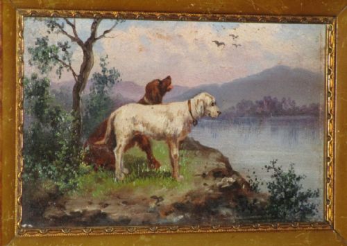 GROUP OF THREE OIL PAINTINGS OF DOGS - ADDITIONAL PHOTO 7