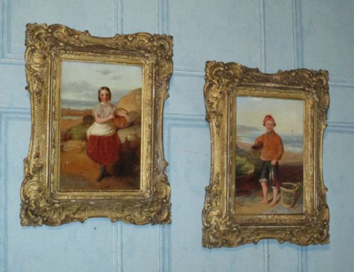 fine pair of oil paintings by rhjennings - CATEGORY: ANTIQUE ART - DATED 1860