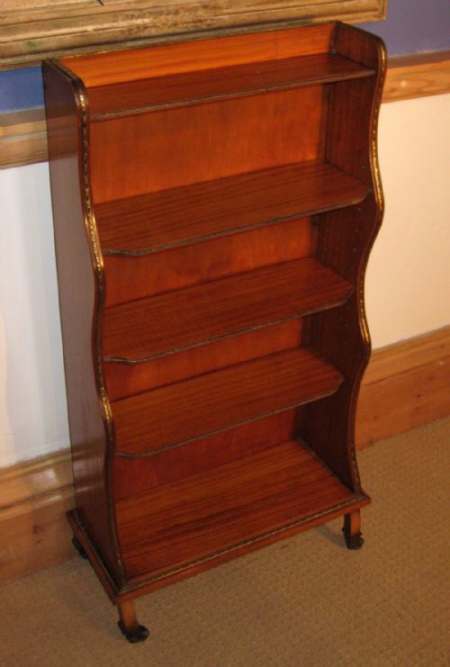 SMALL EDWARDIAN SATINWOOD WATERFALL FRONT BOOKCASE - ADDITIONAL PHOTO 1