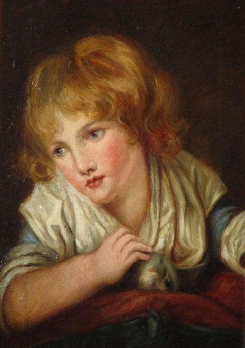 OIL PAINTING 'CHILD WITH AN APPLE' AFTER GREUZE - ADDITIONAL PHOTO 1