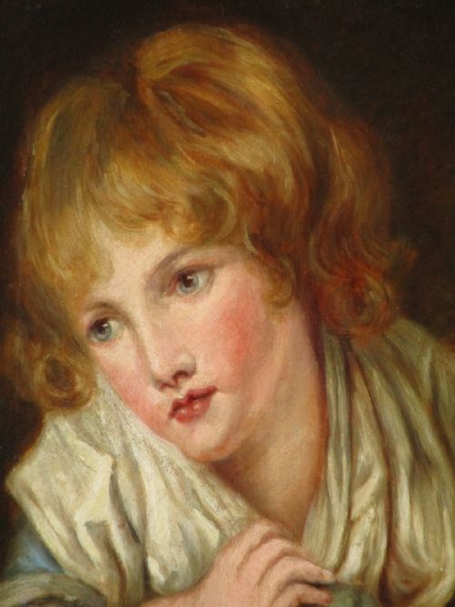 OIL PAINTING 'CHILD WITH AN APPLE' AFTER GREUZE - ADDITIONAL PHOTO 5