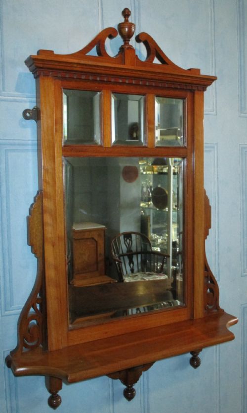 small victorian walnut hall mirror - CATEGORY: ANTIQUE MIRRORS - DATED 1890