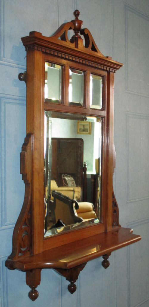 SMALL VICTORIAN WALNUT HALL MIRROR - ADDITIONAL PHOTO 1