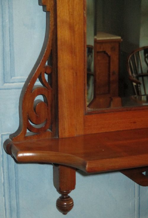 SMALL VICTORIAN WALNUT HALL MIRROR - ADDITIONAL PHOTO 2
