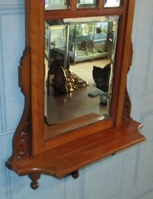SMALL VICTORIAN WALNUT HALL MIRROR - ADDITIONAL PHOTO 4