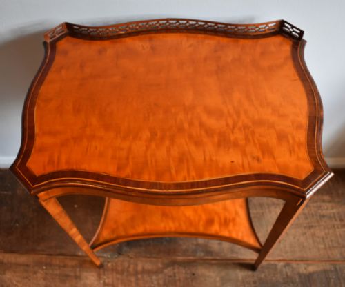 FINE SATINWOOD SERPENTINE LAMP OR SIDE TABLE - ADDITIONAL PHOTO 7