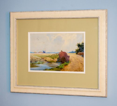 fly fishing watercolour by william bartol thomas - CATEGORY: ANTIQUE ART - DATED 1920