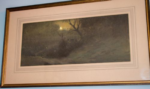 UNUSUAL NIGHT SCENE WATERCOLOUR BY WILLIAM BARTOL THOMAS - ADDITIONAL PHOTO 2