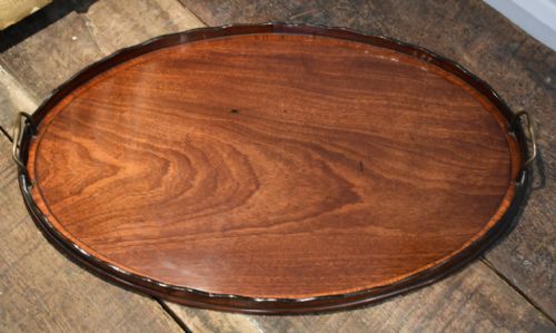 fine georgian mahogany oval tray - CATEGORY: ANTIQUE MISCELLANEOUS - DATED REGENCY