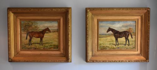 a fine pair of oil paintings of horses by w wasdell trickett - CATEGORY: ANTIQUE ART - DATED 1930