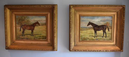 A FINE PAIR OF OIL PAINTINGS OF HORSES BY W WASDELL TRICKETT - ADDITIONAL PHOTO 1