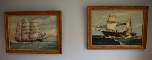 PAIR OF OIL PAINTINGS OF FAMOUS SHIPS - ADDITIONAL PHOTO 1
