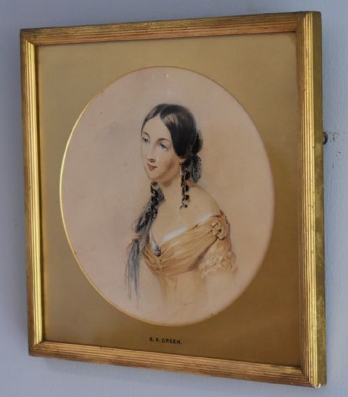 WATERCOLOUR PORTRAIT OF A YOUNG WOMAN BY BENJAMIN RICHARD GREEN - ADDITIONAL PHOTO 1