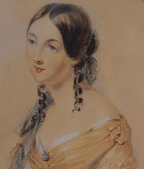 WATERCOLOUR PORTRAIT OF A YOUNG WOMAN BY BENJAMIN RICHARD GREEN - ADDITIONAL PHOTO 4