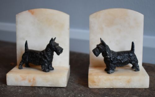 pair of deco scottie dog bookends - CATEGORY: ANTIQUE MISCELLANEOUS - DATED 1930