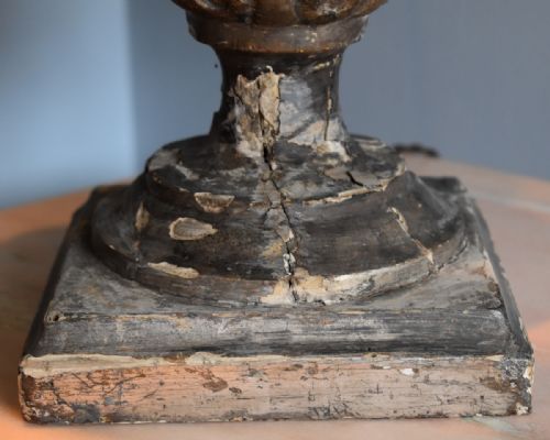LARGE ITALIAN SILVERED CARVED WOOD TABLE LAMP - ADDITIONAL PHOTO 4