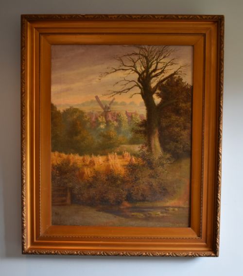 LARGE VICTORIAN LANDSCAPE OIL PAINTING - ADDITIONAL PHOTO 1