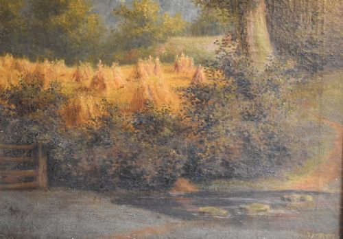 LARGE VICTORIAN LANDSCAPE OIL PAINTING - ADDITIONAL PHOTO 3