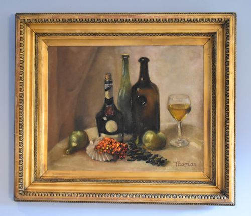 STILL LIFE OIL PAINTING OF BOTTLES - ADDITIONAL PHOTO 1