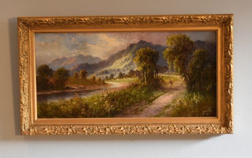 landscape oil painting by sydney yates johnson - CATEGORY: ANTIQUE ART - DATED 1900