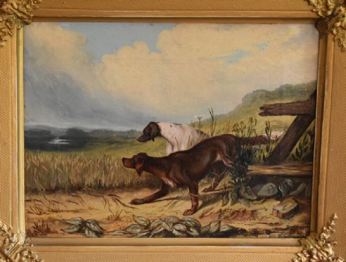 PAIR OF FINE OIL PAINTINGS OF DOGS AND DEER - ADDITIONAL PHOTO 2